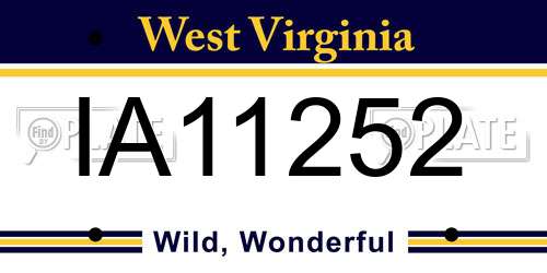 IA11252 West Virginia License Plate