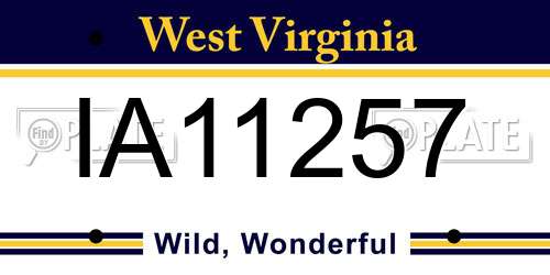 IA11257 West Virginia License Plate