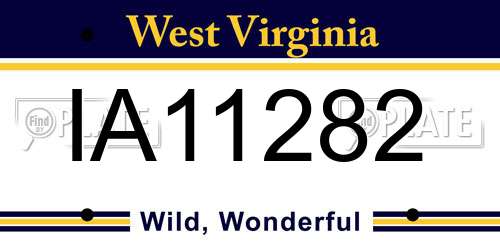 IA11282 West Virginia License Plate