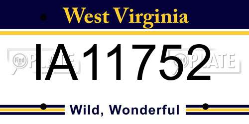 IA11752 West Virginia License Plate
