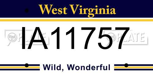 IA11757 West Virginia License Plate