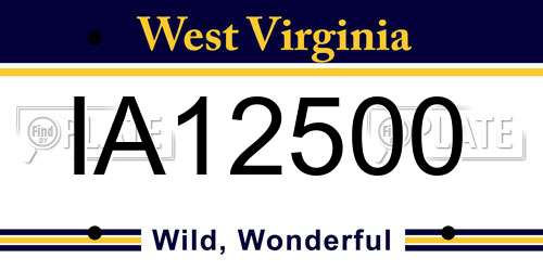 IA12500 West Virginia License Plate
