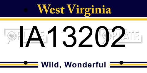 IA13202 West Virginia License Plate