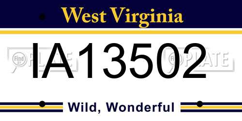 IA13502 West Virginia License Plate