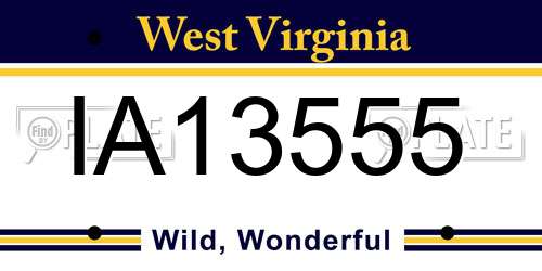 IA13555 West Virginia License Plate