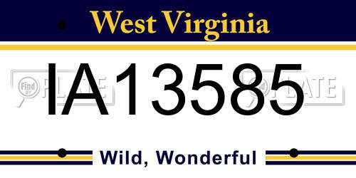 IA13585 West Virginia License Plate