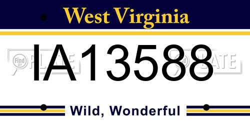 IA13588 West Virginia License Plate