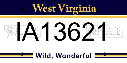 IA13621 West Virginia License Plate