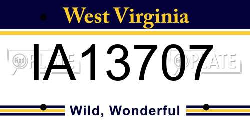 IA13707 West Virginia License Plate