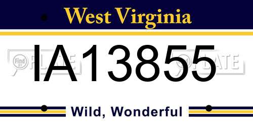 IA13855 West Virginia License Plate