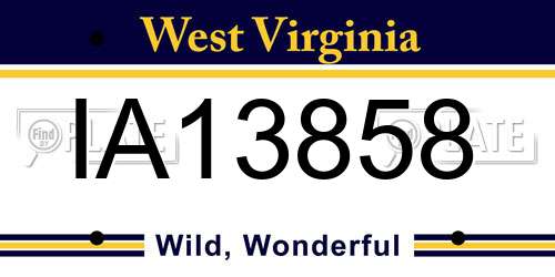 IA13858 West Virginia License Plate