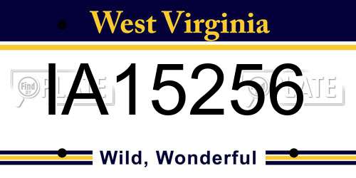 IA15256 West Virginia License Plate