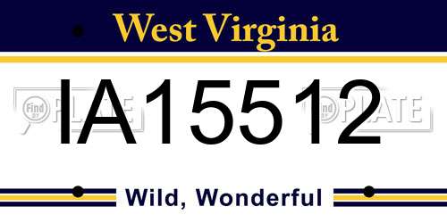 IA15512 West Virginia License Plate