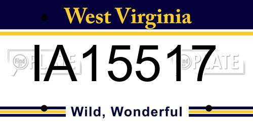 IA15517 West Virginia License Plate