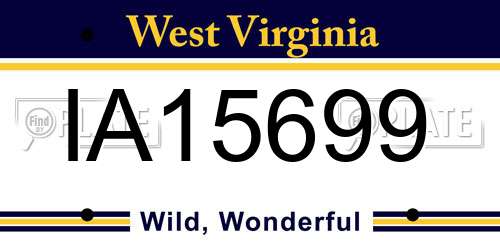 IA15699 West Virginia License Plate