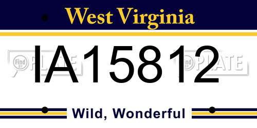 IA15812 West Virginia License Plate