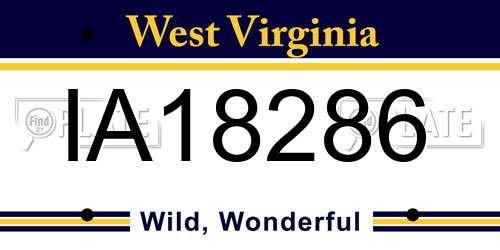 IA18286 West Virginia License Plate