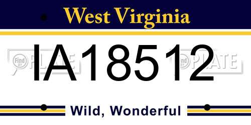 IA18512 West Virginia License Plate