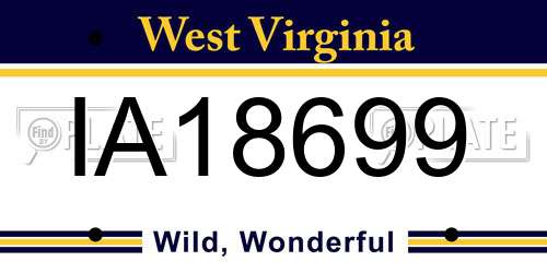IA18699 West Virginia License Plate