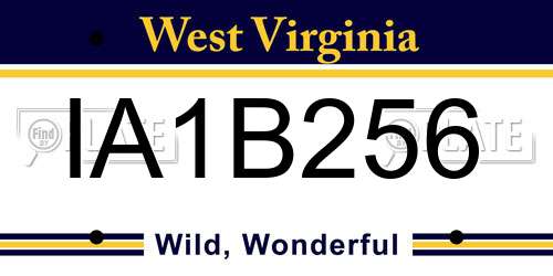 IA1B256 West Virginia License Plate