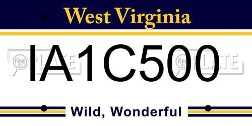 IA1C500 West Virginia License Plate