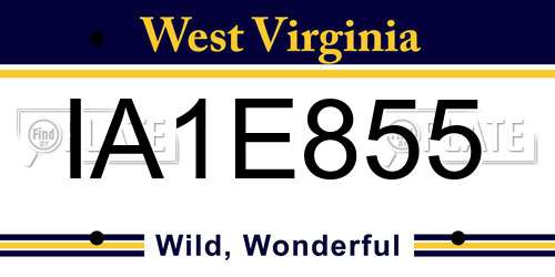 IA1E855 West Virginia License Plate
