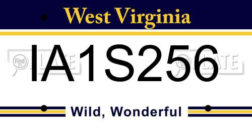 IA1S256 West Virginia License Plate