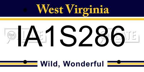 IA1S286 West Virginia License Plate