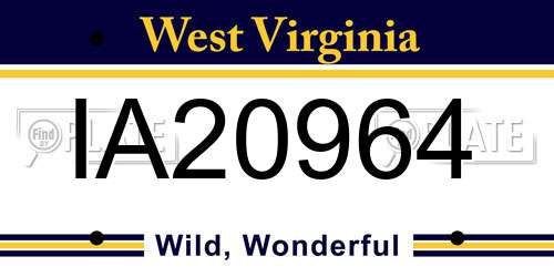 IA20964 West Virginia License Plate