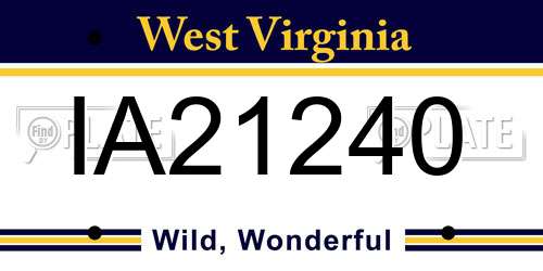 IA21240 West Virginia License Plate