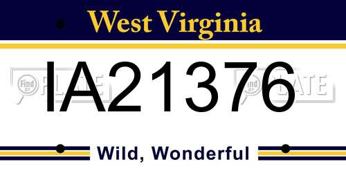 IA21376 West Virginia License Plate