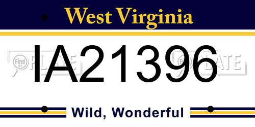 IA21396 West Virginia License Plate