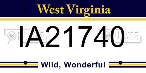 IA21740 West Virginia License Plate