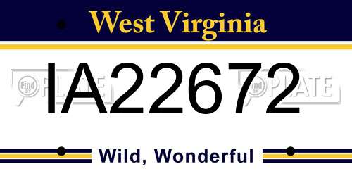 IA22672 West Virginia License Plate