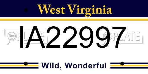 IA22997 West Virginia License Plate