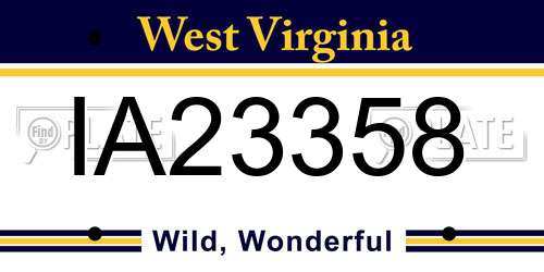 IA23358 West Virginia License Plate