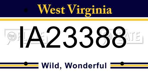 IA23388 West Virginia License Plate