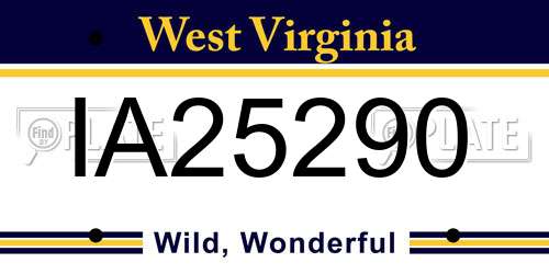 IA25290 West Virginia License Plate
