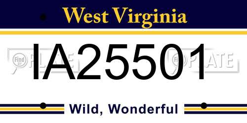 IA25501 West Virginia License Plate