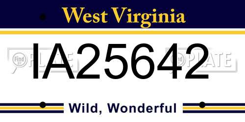 IA25642 West Virginia License Plate