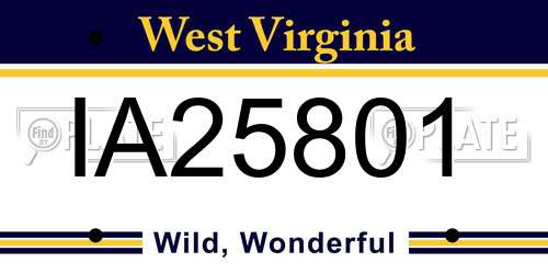IA25801 West Virginia License Plate