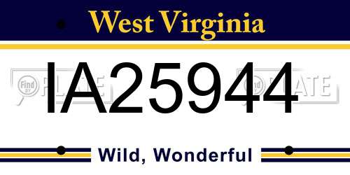 IA25944 West Virginia License Plate