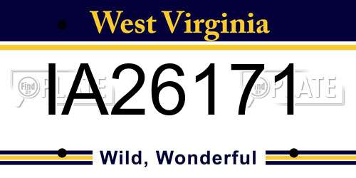 IA26171 West Virginia License Plate