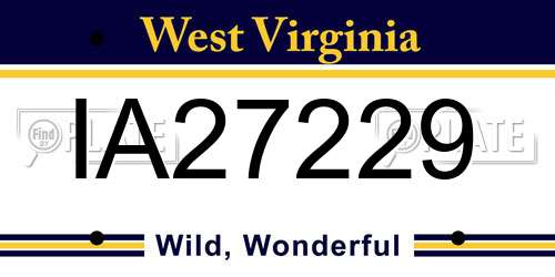 IA27229 West Virginia License Plate
