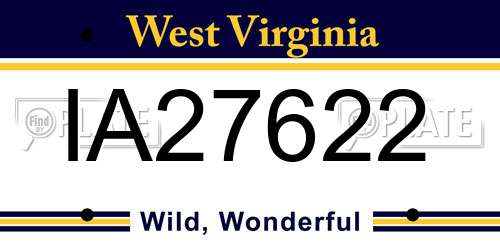 IA27622 West Virginia License Plate
