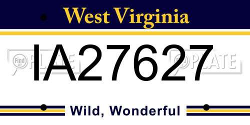 IA27627 West Virginia License Plate