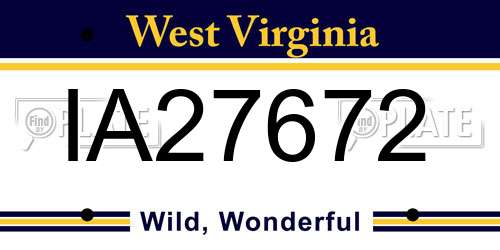 IA27672 West Virginia License Plate