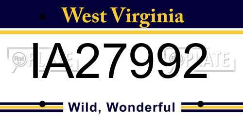 IA27992 West Virginia License Plate