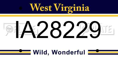IA28229 West Virginia License Plate