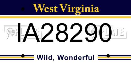 IA28290 West Virginia License Plate